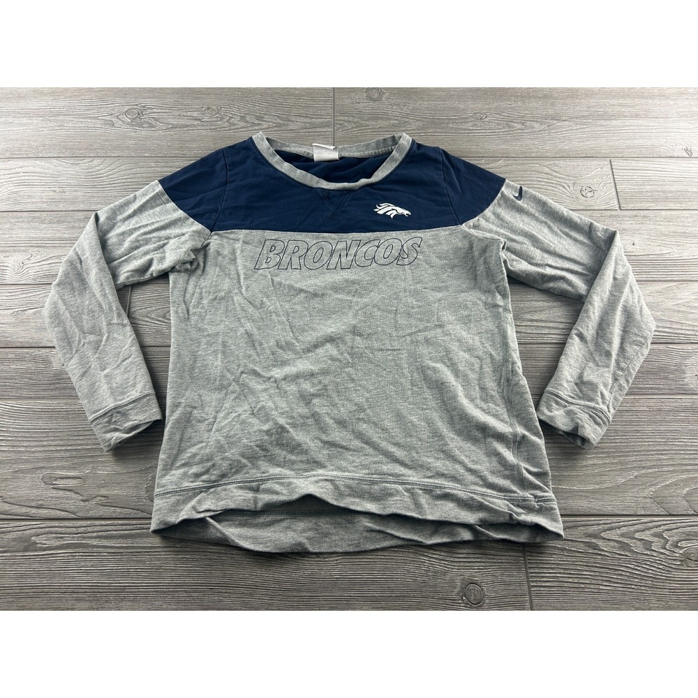 NFL Team Apparel NIKE womens long sleeve Denver Broncos Large Blue/Gray